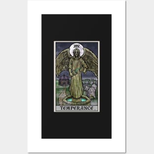 Temperance Tarot Card Halloween Gothic Creepy Crying Angel Statue Posters and Art